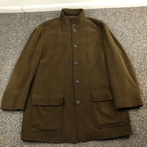 Ermenegildo Zegna Coat Blazer Jacket Wool Herringbone Brown Mens XL | 54 Italy - Picture 1 of 13
